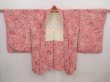 Photo5: 6415T02z590 Vintage Japanese Kimono Silk HAORI Flower Pink (5)