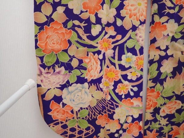 Photo4: 6415T03z320 Antique Japanese Kimono Kinsha HAORI COAT Flowers (4)