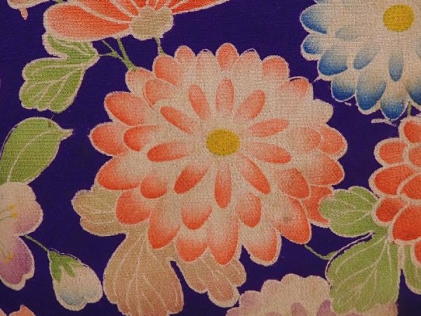 Photo7: 6415T03z320 Antique Japanese Kimono Kinsha HAORI COAT Flowers (7)