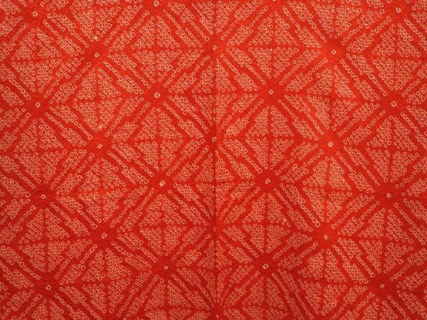 Photo3: 6415T04z410 Vintage Japanese Kimono Silk SHIBORI HAORI  Tomato red (3)