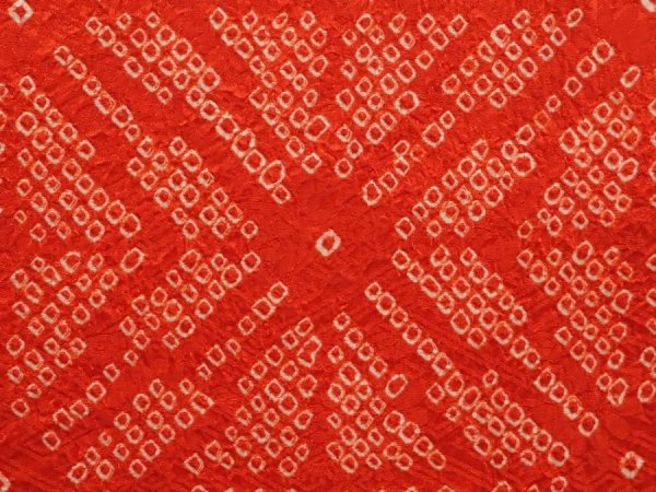 Photo4: 6415T04z410 Vintage Japanese Kimono Silk SHIBORI HAORI  Tomato red (4)