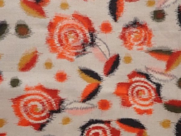 Photo4: 6415T05z400 Vintage Japanese Kimono Silk MEISEN HAORI Flower Light gray (4)