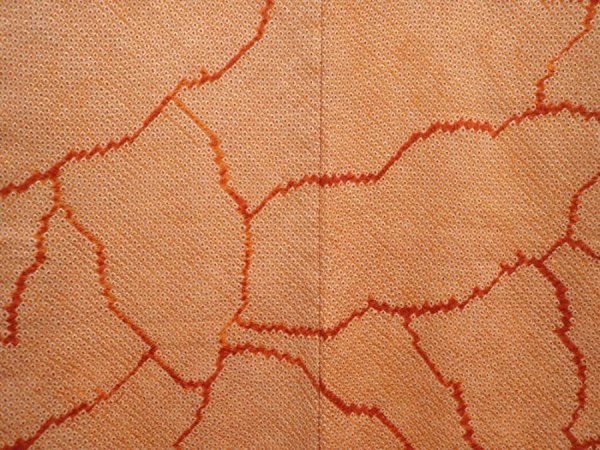 Photo3: 6415T06z560 Vintage Japanese Kimono Silk SHIBORI HAORI  Orange (3)