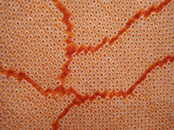 Photo4: 6415T06z560 Vintage Japanese Kimono Silk SHIBORI HAORI  Orange (4)