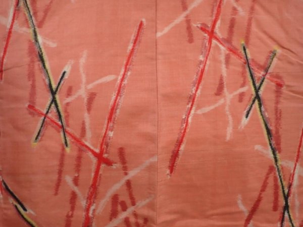 Photo3: 6415T07z430 Vintage Japanese Kimono Silk MEISEN HAORI  Coral pink (3)