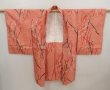 Photo6: 6415T07z430 Vintage Japanese Kimono Silk MEISEN HAORI  Coral pink (6)