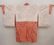 Photo7: 6415T07z430 Vintage Japanese Kimono Silk MEISEN HAORI  Coral pink (7)
