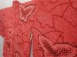 Photo2: 6415T08z480 Vintage Japanese Kimono Silk SHIBORI HAORI Butterfly Dark red (2)