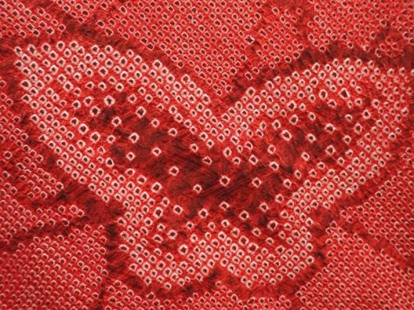 Photo4: 6415T08z480 Vintage Japanese Kimono Silk SHIBORI HAORI Butterfly Dark red (4)