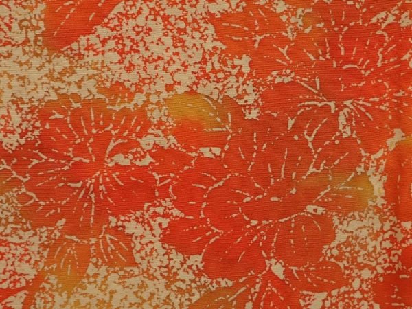Photo4: 6415T09z540 Vintage Japanese Kimono Silk HAORI Flower Dark orange (4)
