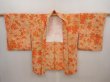 Photo5: 6415T09z540 Vintage Japanese Kimono Silk HAORI Flower Dark orange (5)
