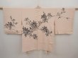 Photo1: 6415T10z640 Vintage Japanese Kimono Silk HAORI Flower Peach-Beige (1)
