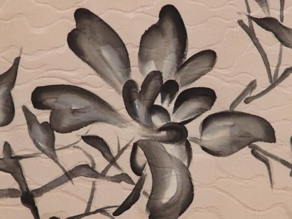 Photo4: 6415T10z640 Vintage Japanese Kimono Silk HAORI Flower Peach-Beige (4)