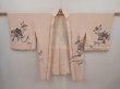 Photo5: 6415T10z640 Vintage Japanese Kimono Silk HAORI Flower Peach-Beige (5)