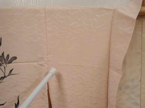Photo6: 6415T10z640 Vintage Japanese Kimono Silk HAORI Flower Peach-Beige (6)