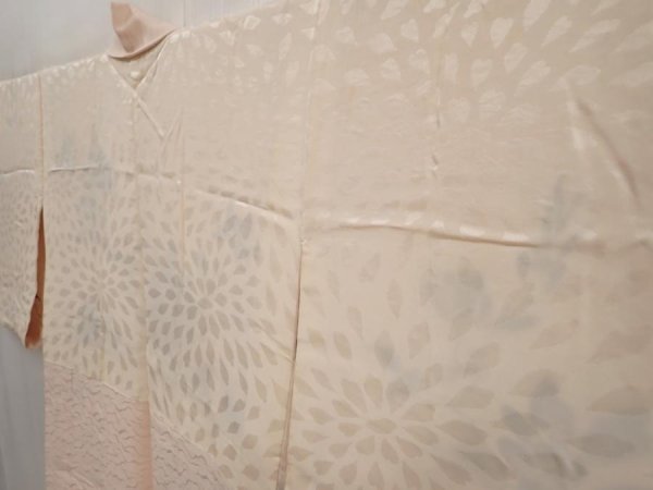 Photo8: 6415T10z640 Vintage Japanese Kimono Silk HAORI Flower Peach-Beige (8)