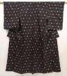 Photo1: 6415T11z580 Vintage Japanese Kimono Silk MEISEN KOMON Dot Black (1)