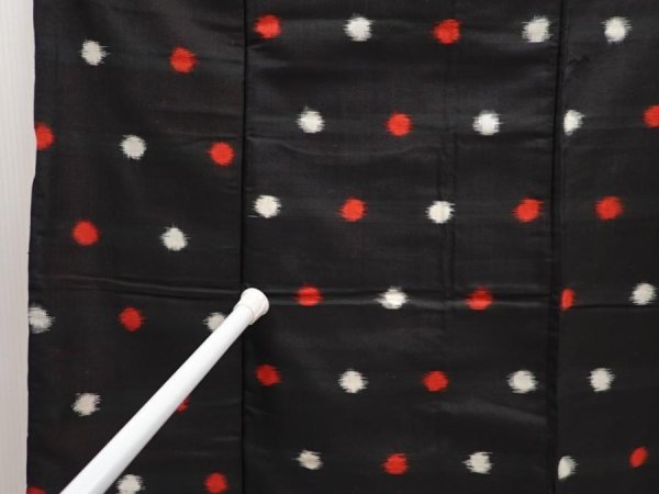 Photo7: 6415T11z580 Vintage Japanese Kimono Silk MEISEN KOMON Dot Black (7)