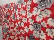 Photo2: 6415T12z580 Vintage Japanese Kimono Silk MEISEN KOMON Flower Dull red (2)