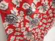 Photo3: 6415T12z580 Vintage Japanese Kimono Silk MEISEN KOMON Flower Dull red (3)