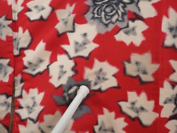 Photo7: 6415T12z580 Vintage Japanese Kimono Silk MEISEN KOMON Flower Dull red (7)