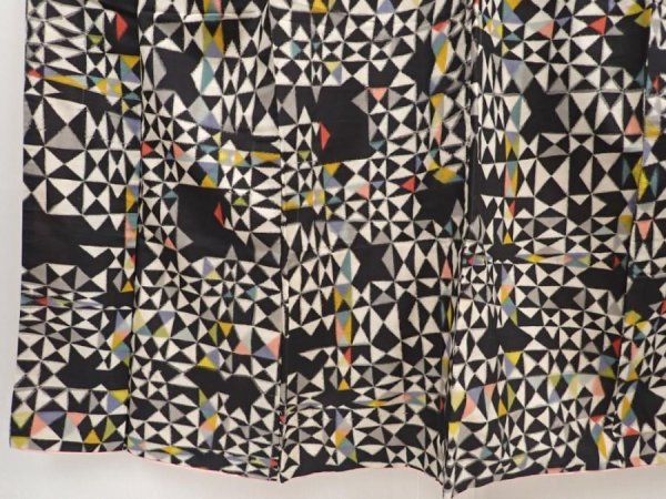 Photo4: 6415T13z660 Vintage Japanese Kimono Silk MEISEN KOMON  Black (4)