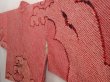 Photo2: 6416T01z480 Vintage Japanese Kimono Silk SHIBORI HAORI Wave Dull red (2)