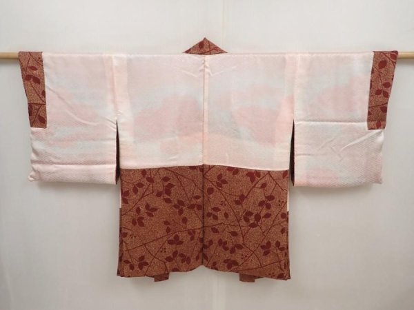 Photo6: 6416T02z560 Vintage Japanese Kimono Silk HAORI Leaf Brown (6)