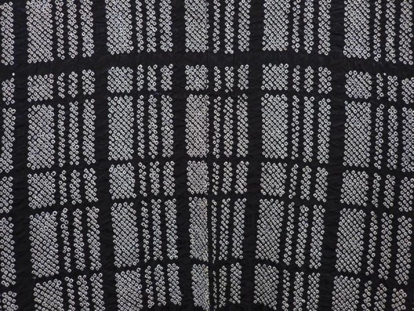 Photo3: 6416T03z490 Vintage Japanese Kimono Silk SHIBORI HAORI  Black (3)