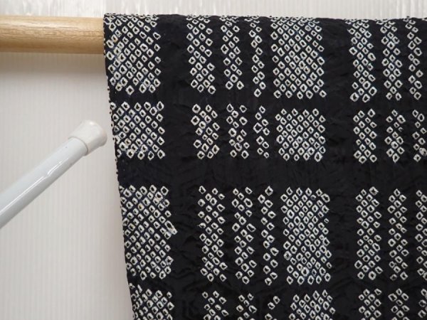 Photo7: 6416T03z490 Vintage Japanese Kimono Silk SHIBORI HAORI  Black (7)