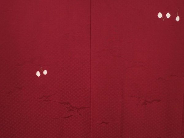 Photo3: 6416T04z530 Vintage Japanese Kimono Silk HAORI  Wine red (3)