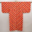 Photo1: 6416T05z480 Vintage Japanese Kimono Silk JUBAN Dot Orangered (1)