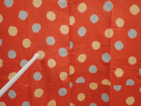 Photo5: 6416T05z480 Vintage Japanese Kimono Silk JUBAN Dot Orangered (5)