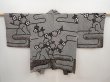 Photo1: 6416T06z460 Vintage Japanese Kimono Silk SHIBORI HAORI Flower Black (1)