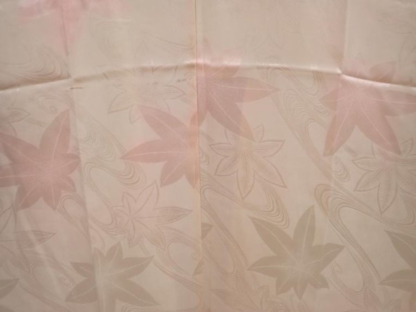 Photo3: 6416T07z500 Vintage Japanese Kimono Silk JUBAN Maple Light pink (3)
