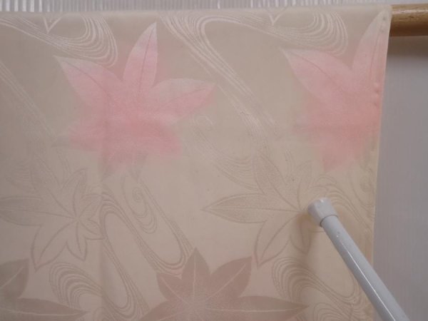 Photo5: 6416T07z500 Vintage Japanese Kimono Silk JUBAN Maple Light pink (5)