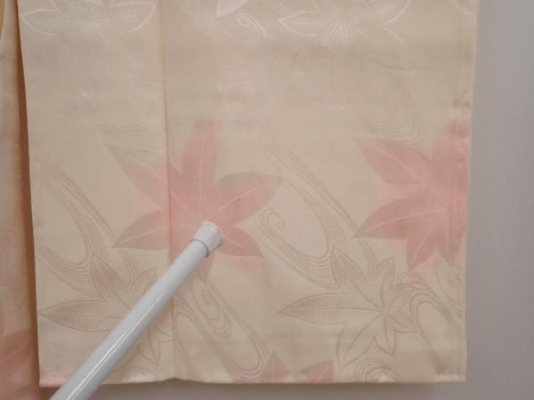 Photo6: 6416T07z500 Vintage Japanese Kimono Silk JUBAN Maple Light pink (6)