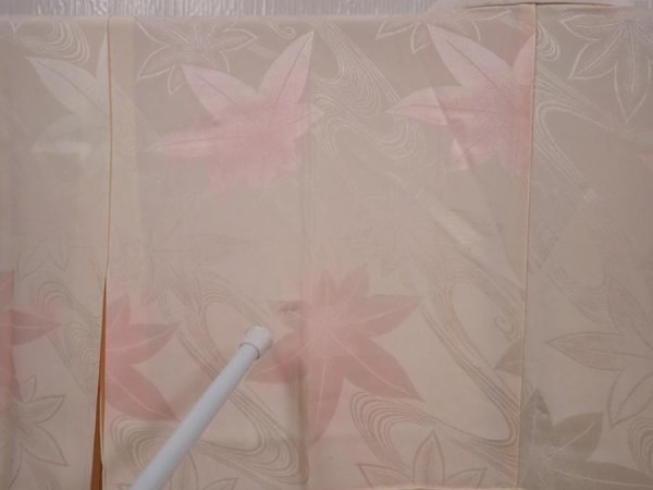 Photo7: 6416T07z500 Vintage Japanese Kimono Silk JUBAN Maple Light pink (7)