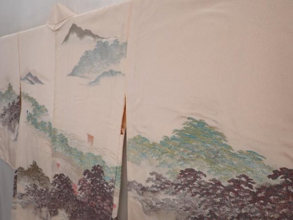 Photo2: 6416T08z630 Vintage Japanese Kimono Silk HAORI Amanohashidate Ash pink (2)