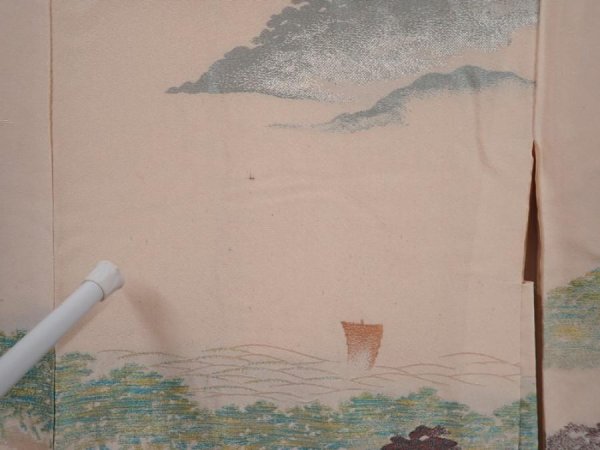 Photo5: 6416T08z630 Vintage Japanese Kimono Silk HAORI Amanohashidate Ash pink (5)