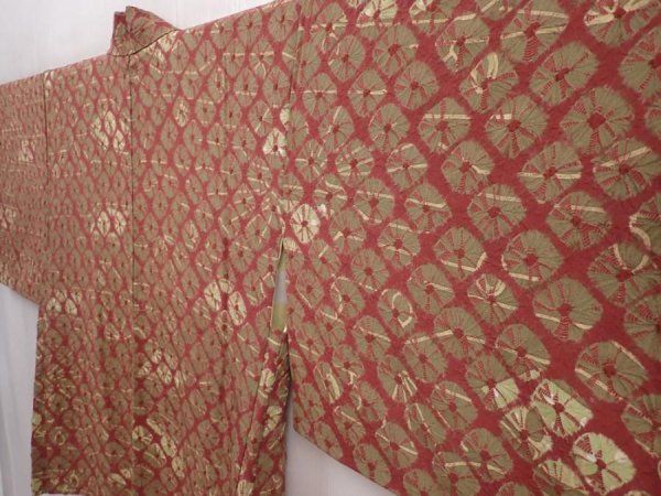 Photo2: 6416T09z560 Vintage Japanese Kimono Silk SHIBORI HAORI  Purple-Brown (2)