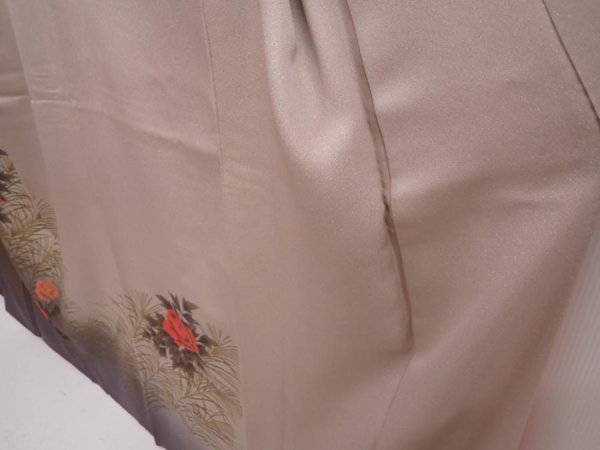 Photo4: 6416T10z990  Japanese Kimono Silk TSUKESAGE Peony Ash rose (4)