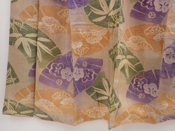 Photo4: 6416T12z760 Antique Japanese Kimono Muslin KOMON Jigami Dark champagne (4)