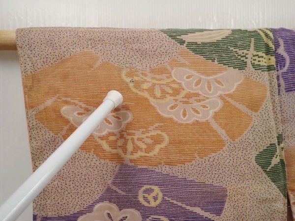 Photo7: 6416T12z760 Antique Japanese Kimono Muslin KOMON Jigami Dark champagne (7)