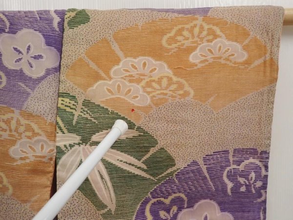 Photo8: 6416T12z760 Antique Japanese Kimono Muslin KOMON Jigami Dark champagne (8)