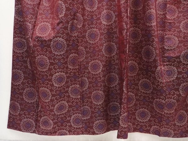 Photo4: 6416T13z630 Vintage Japanese Kimono Silk TSUMUGI Flower Purple-Brown (4)