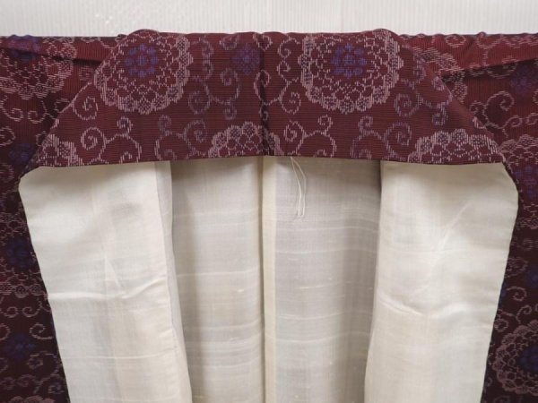 Photo7: 6416T13z630 Vintage Japanese Kimono Silk TSUMUGI Flower Purple-Brown (7)