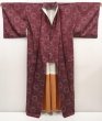 Photo8: 6416T13z630 Vintage Japanese Kimono Silk TSUMUGI Flower Purple-Brown (8)