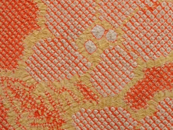 Photo4: 6417T01z420 Vintage Japanese Kimono Silk SHIBORI HAORI Flower Dark orange (4)