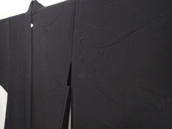 Photo2: 6417T03z340 Vintage Japanese Kimono Silk See through HAORI Stream Black (2)